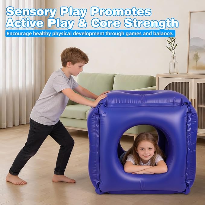 Drill Hole Box Sensory Chair for Kids, Sensory Cuddle Box-2025 Reinforced Calming Vestibular Toy with Deep Pressure, Inflatable Sensory Pod for Autism, ADHD, Physical Training with Sensory Needs