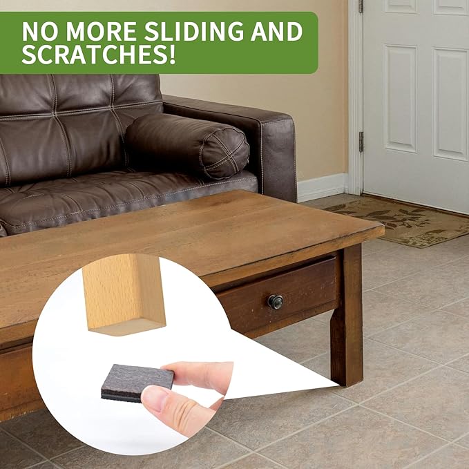 COVERCORNER Non Slip Furniture Pads 16 PCS 2'' Square - Anti Slip Furniture Pads - Self Adhesive Rubber Feet Furniture Feet - Chair Leg Floor Protectors - Keep Furniture in Place