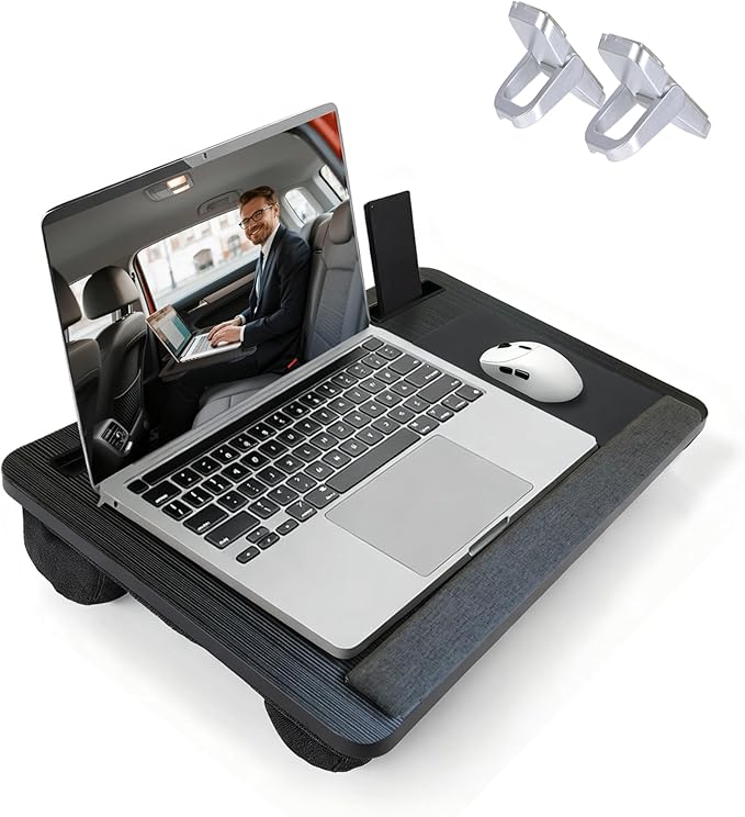 Laptop Desk for Bed, Lap Desk with Cushion, Laptop Stand for Bed, Fits up to 17.3” Laptop, Tablet and Phone Holder with Cellphone Stand (Black)