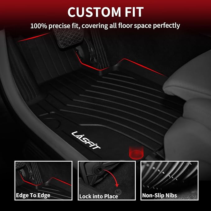 LASFIT Floor Mats & Cargo Mat for Mercedes Benz GLC SUV 2026 2025 2024 2023 GLC300 / GLC43 AMG / GLC63 AMG S E (Not for Coupe & PHEV (350e)), All Weather TPE Floor Liners & Trunk Mat