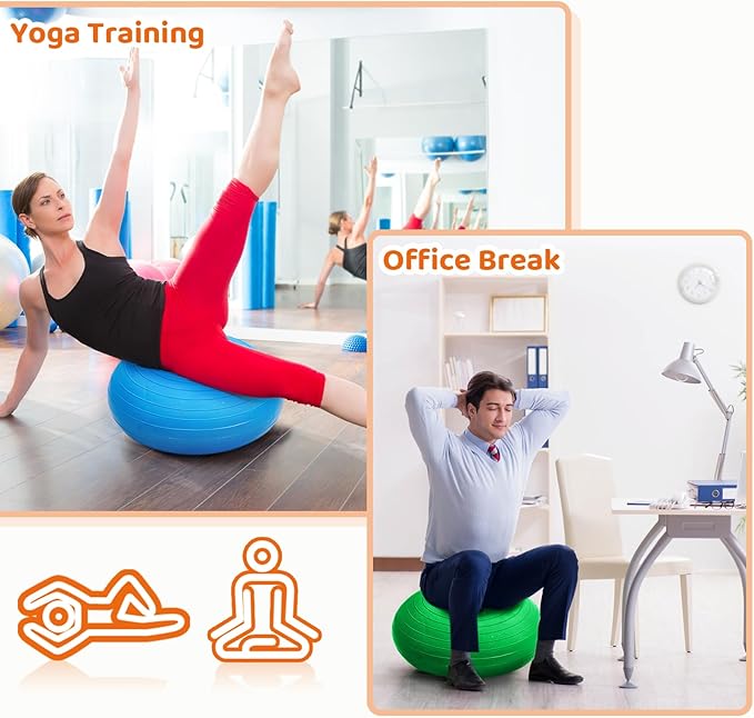 Lewtemi 4 Pcs Flexible Seating for Classroom Elementary 20 Inch Yoga Ball Chair Inflatable Donut Ball Chair with Inflator for Kids Student Sensory Balance Office Exercise