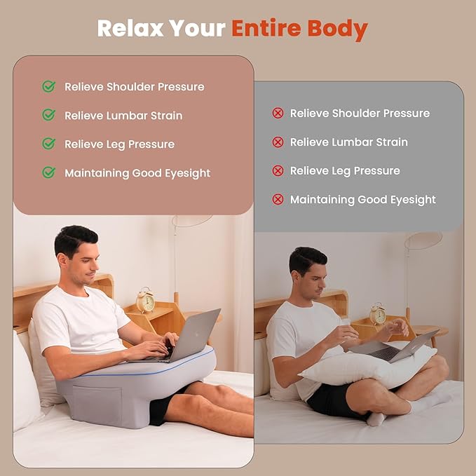 Keduwa Reading Pillow,Lap Desk Pillow for Laptop,Memory Foam Reading Pillows for Gaming, Arm Rest Pillow for Reading, Working, Crocheting, Playing Game or Sitting in Bed,Sofa