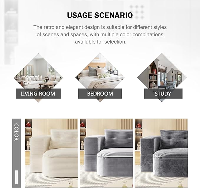 78.7" Convertible Sleeper Sofa Bed, Floor Couch Loveseat with Functional Blanket and 2 Soft Pillows,Corduroy Fabric Boneless Futon Couch for Living Room,Bedroom,Apartment (Light Grey)