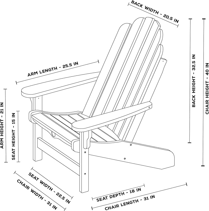 Original Pawleys Island Navy DuraWood Essentials Adirondack Chair – Eco-Friendly Recycled Material, Stainless Steel Hardware, Smooth Fit N Finish, Handcrafted in The Carolinas