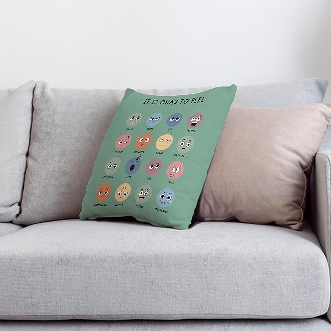 Nogrit Counseling Office Must Haves Green Pillow Cover, Calming Corner, Mental Health Pillowcase Decor for Home Kids,Mental Health Counselor Gifts, Calming Corner Pillow Covers 24x24