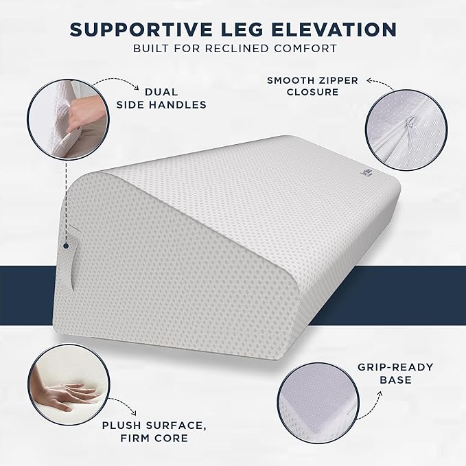 Leg Pillow 10" for Back Tension & Daily Support – Firm High-Density Foam Leg Wedge Pillow for Posture Pressure Balance | Medium Ivory White Height Range 5'2"-5'11" (26″–29″ Inseam)