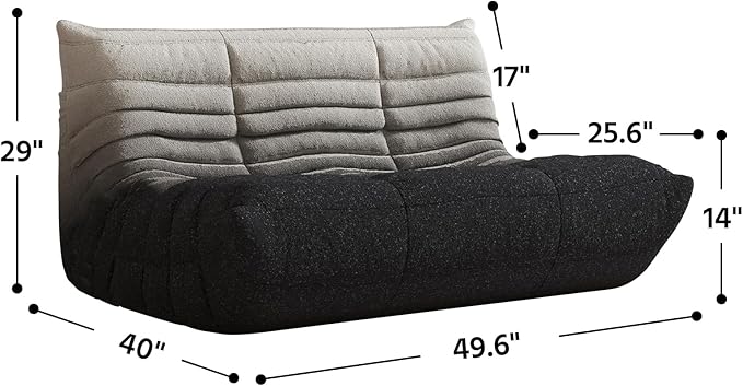 Bean Bag Chair, Fireside Chair, Large Bean Bag Chair for Adults, Bean Bag Chairs for Teens with High-Resilience Foam, Non-Slip Base Floor Lounge Sofa,Living Room (Cross White-Black, Loveseat)