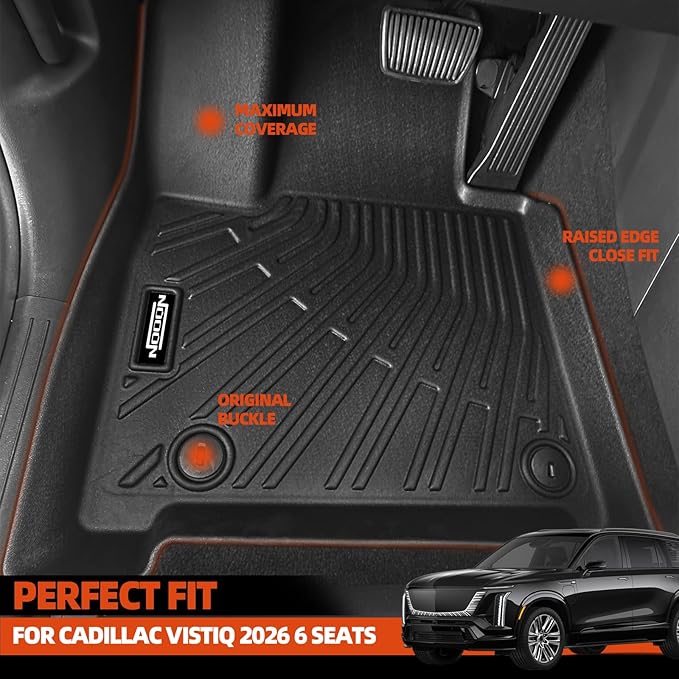 All Weather Floor Mats for Cadillac Vistiq 2026 6 Seats Floor Mats & Trunk Mat & 2nd/3rd Backrest Mats for Cadillac Vistiq Accessories All Season Guard Anti-Slip Floor Liner