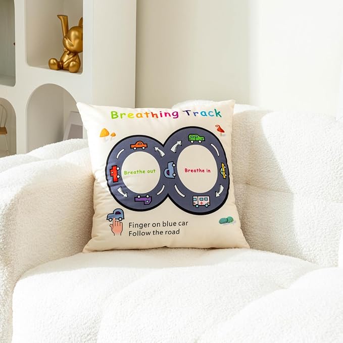 B BBPM Classroom Decor Throw Pillow Covers Set of 2 - Calming Corner School Counselor Office Mental Health Decor Calm Down Corner Supplies Cozy Corner Feelings Pillow Therapy Office Decor 18x18 Cream