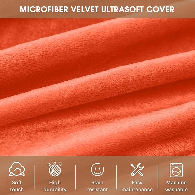 Bean Bag Chairs for Adults - Memory Foam Furniture BeanBag Chair - Kids/Teens Sofa with Soft Micro Fiber Cover - Round Fluffy Couch for Living Room Bedroom College Dorm - 3 ft, Orange