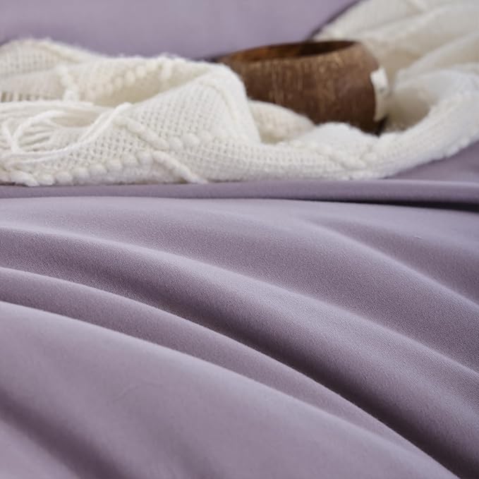weigelia Queen Comforter Set 7 Pieces Dusty Purple Comforter Set Soft Queen Size Bedding Set with Fitted Sheets, Flat Sheets, Pillow Shams, and Pillowcases