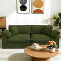 Forest aesthetics Modular Sectional Sofa Cloud Couch,78.6" Down Filled Comfy Cloud Modern Sofa,2 Seater with Green Linen Couch Cushion Covers Removable Furniture for Living Room