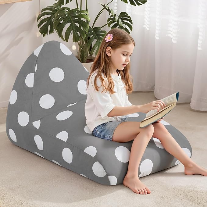 COMAX Bean Bag Chairs for Kids, Kid Beanbag Chair Stuffed with Filler, Toddler Lounge Chair Cotton, Lazy Floor Lounger for Girls and Boys, Premium Cotton Canvas