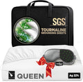Luxury Tourmaline Grounding Sheets Queen 20% Silver Fiber, 76% Tourmaline Cotton, 4% Silk, SGS Quality Certified Grounded Well Bed Sheet - Conductive Earth Fitted Sheet for Better Sleep, White