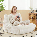Bean Bag Chairs for Adults - Comfy Memory Foam Fireside Chair, Adult Size with Soft Dutch Velvet Fabric Beanbag Couch, Versatile for Living Room, Dorm, Reading Corner & Gaming (White)