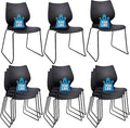 Stackable Waiting Room Chair, Stacking Office Chair with Ergonomic Lumbar Support and Metal Legs, Plastic Desk Chairs for Conference School Church Guest Reception Set of 12, Black