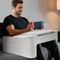 DeskLogics Ultimate Gaming Pillow & Lap Desk Combo,Large Ergonomic Bed Rest with Cup Holder, Phone Stand & Pockets, Reading Pillow for Adults, Laptop Stand for Bed & Couch, Dorm Room & Gamer Gifts