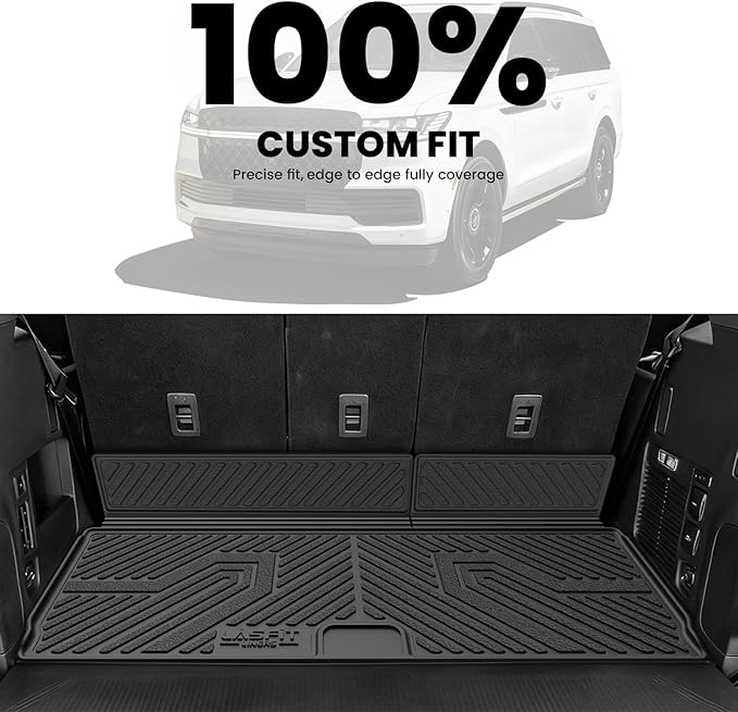 LASFIT Floor Mats&Cargo Backrest Mat for 7 Seats Ford Expedition Standard&Lincoln Navigator Standard 2025 2026 (Not Fit 8 Seats),Costom Fit All Weather Protection TPE Easy Clean Floor Liners,1pcs.