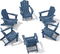 KINGYES Folding Adirondack Chair Set of 6, HDPE All-Weather Adirondack Chair, Navy
