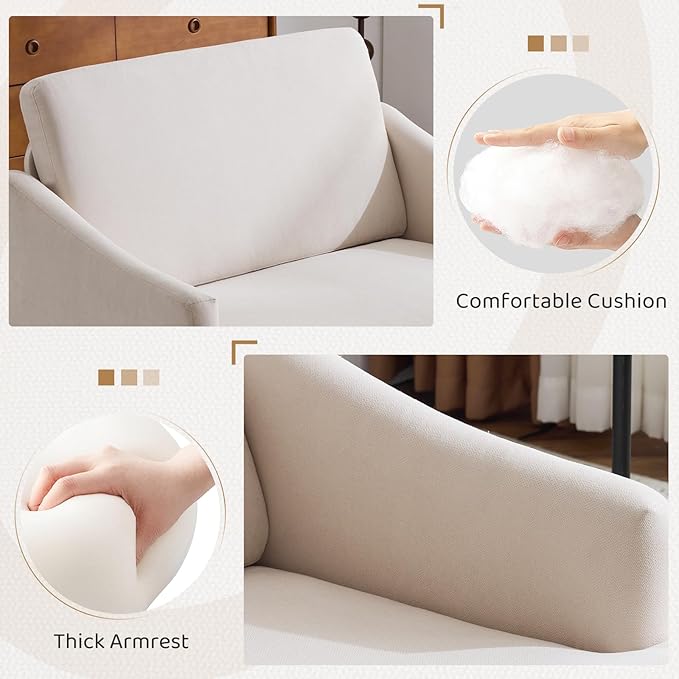 Bezseller Oversized Accent Chair with Ottoman - 33.5'' Wide Seat Comfy Armchair with 2 Pillows, Upholstered Big Reading Chair, Modern Single Sofa Chair for Living Room Bedroom Office, Beige/Beige