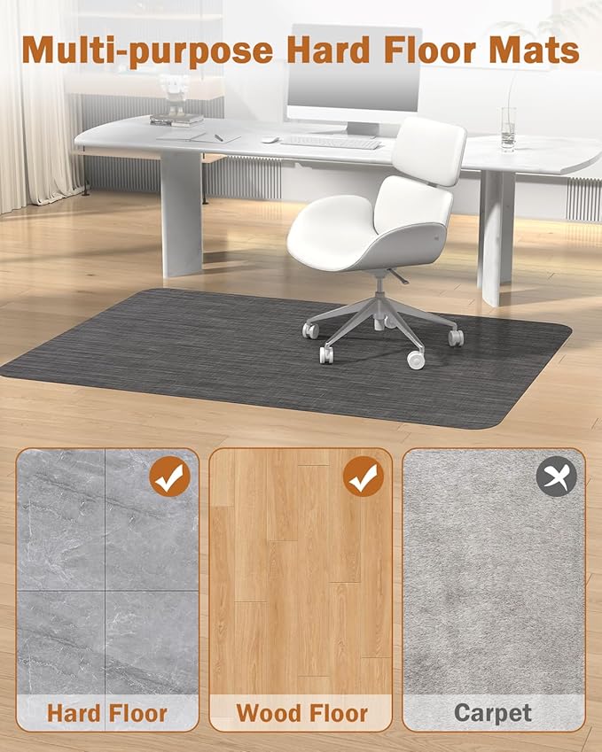 Blvornl Office Chair Mat for Hardwood Floor, 40"*55" Desk Computer Chair Mat for Hard Wood, Large Anti-Slip Hard Floor Protector for Rolling Chair, PVC Desk Rug for Office Black