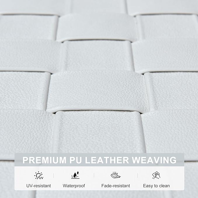 PURPLE LEAF Patio Chaise Lounge Modern Outdoor PU Leather Style Lounge Chair 4 Pieces with Adjustable Backrest Luxury Aluminum Chaise Lounge Chairs for Pool Garden Backyard Beach, White
