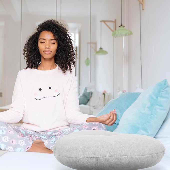 TOPPERFUN Meditation Floor Seat Cushion Small Light Gray Tatami Zafu Pillow Cotton Sitting Pillow for Yoga and Living Room Floor Seating