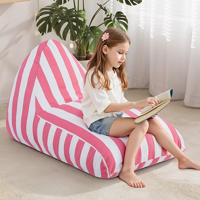 COMAX Bean Bag Chairs for Kids, Kid Beanbag Chair Stuffed with Filler, Toddler Lounge Chair Cotton, Lazy Floor Lounger for Girls and Boys, Premium Cotton Canvas