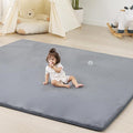 PAPAMAT 1.3" Thick Baby Floor Play Mat 79x118, Basic Padded Foam Mat for Tummy Time Crawling, Non Slip Cushioned for Babies Toddlers Infants Kids (Light Grey)