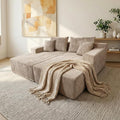 Sytopia Loveseat Chaise Lounge with Armrests, Oversized Sofa Bed with 4 Pillows, Cozy Boneless Sleeper, Modular Sectional Couch for Living Room Bedroom, Floor Chair Furniture sala Chenille