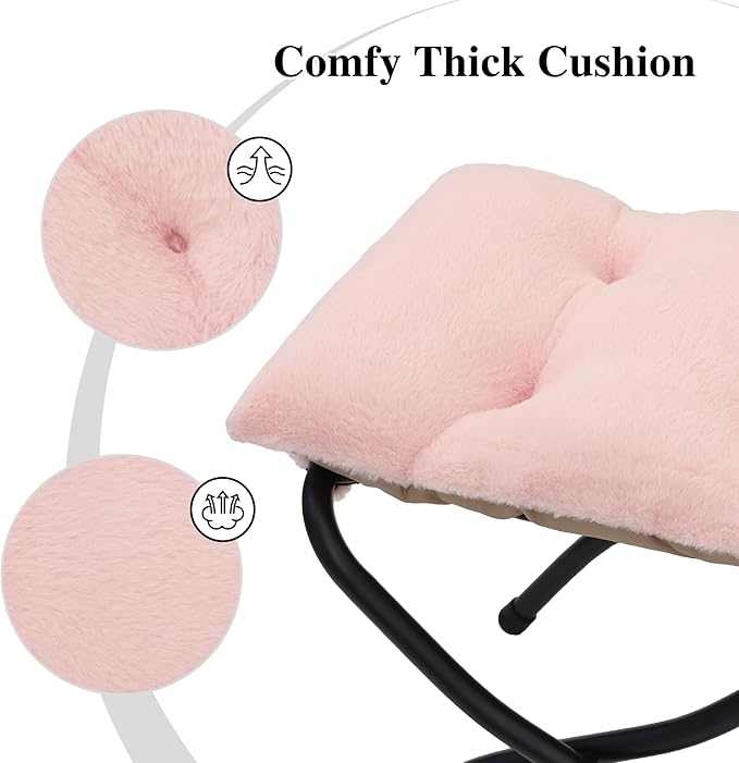 Mordchil HF 15"(H) Folding Ottoman, Foldable Footrest Stool, Portable Small Foot Stool for Couch, Collapsible Foot Rest Ottoman for Sofa, Accent Padded Ottomans for Living Room, Bedroom, Pink