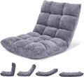 Giantex Folding Floor Chair with Back Support, 14 Adjustable Position, Padded Sleeper Bed, Couch Recliner, Gaming Floor Chairs for Adults, Meditation, Living Room (Grey)