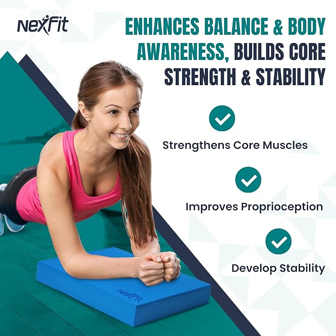 NexFit High-Density Balance Pad - Durable TPE Foam Balance Pad Physical Therapy, Foam Exercise Pad with Non-Slip Surface, Lightweight for Home & Gym Workouts, Core Strength & Balance Enhancement