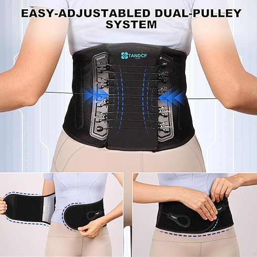 TANDCF Back Brace for Lower Back Pain Relief with Pulley System,Lumbar Support Belt for Men & Women with Bionic Support System, Ergonomic Design and Lightweight Skin Friendly Material (M)