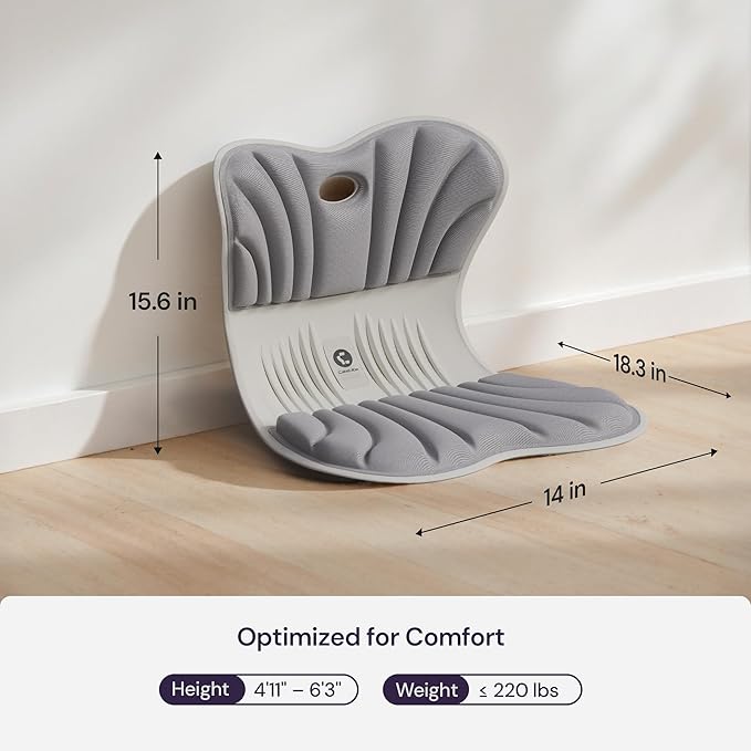 CabSupport Ergonomic Lumbar Support Seat Cushion M1 Plus - Posture Correction Spineseat for Office Chair, Car, Home with Breathable Memory Foam