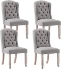DUOMAY Modern Tufted Dining Chairs Set of 4, Linen Upholstered Dining Room Chairs Armless Guest Side Chair for Kitchen Dining Room, Wingback Accent Chairs with Solid Wood, Grey