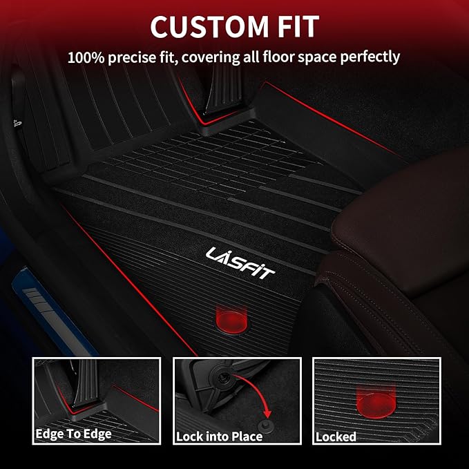 LASFIT Floor Mats 2019-2023 2024 2025 for BMW 3 Series G20 3 Series 330i 330e M3 M340i Accessories Sedan Only, Custom Fit TPE All Weather Car Liners 1st & 2nd Row Full Set, Black(NOT for GT & 2 Door)