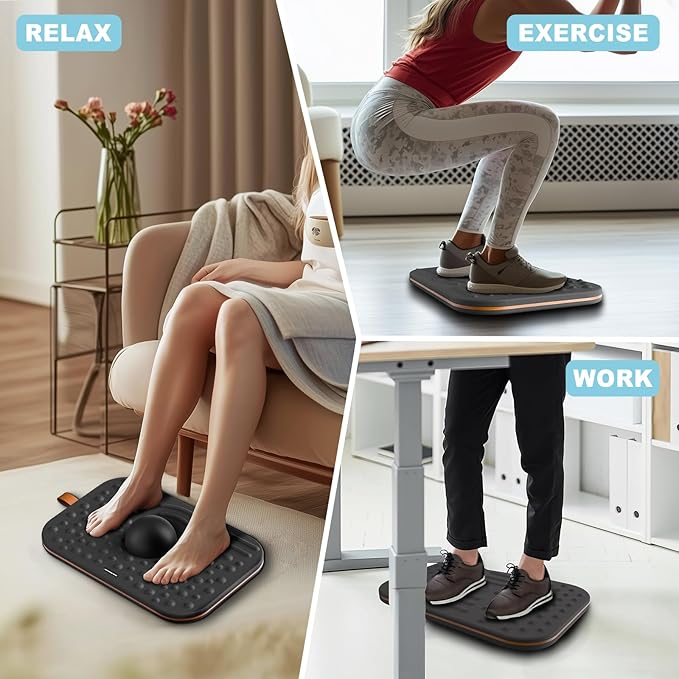 ERGO COLLECT Balance Board For Standing desk, 2-in-1 Dual-Sided Balance Stability Trainer & Anti-Fatigue Standing Mat,Calf Stretcher,Exercise Balance,For Home,Gym,Office