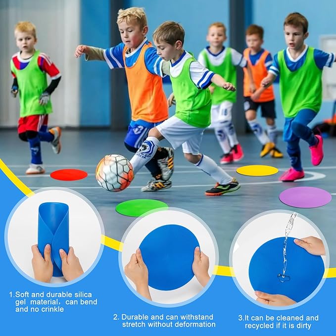 WildTracks 9 inch Spot Markers Flat Field Cones, Non Slip Rubber Agility Markers Flat Field Cones for Soccer Basketball Sports Speed Agility Training （6 pcs）