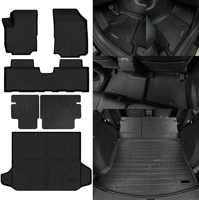 All Weather Floor Mats for 2018-2024 Chevy Equinox/GMC Terrain Trunk Mat Cargo Mat Back Seat Cover Protector for Chevrolet Equinox Accessories (Floor Liner+Trunk Mat+Backrest Mats)