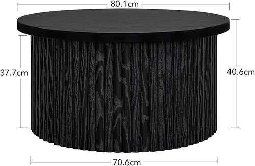 31.54" Round Coffee Table,Modern Drum Side Accent End Table for Living Room,Apartment,Black