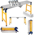 1000 LBS Portable Folding Welding Table | Adjustable Height Work Platform with Casters | Galvanized Steel Construction | Heavy Duty Load Capacity Carbon Steel Work Bench for for Indoor/Outdoor Use