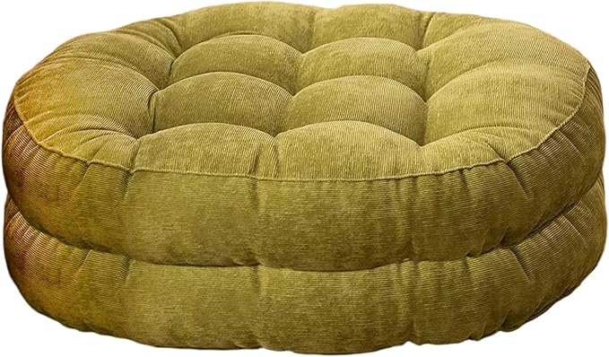 Vistnale Floor Cushions|2PCS Floor Cushions for Sitting, 17 Inch Round Corduroy Seats, Soft Comforable Meditation Cushion for Living Room Tatami Yoga