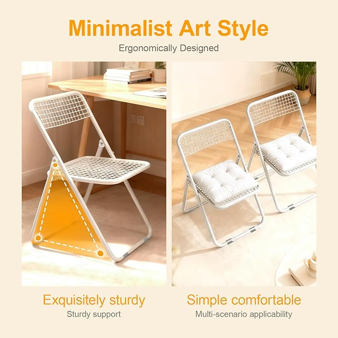 6 Pack Folding Chair,White Color,Single Piece,Foldable Space - Saving Design for Indoor/Outdoor Use