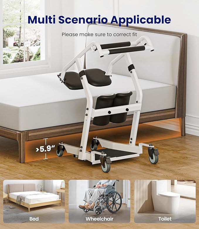VOCIC Upgrade Sit to Stand Lift, One-Step Stand Assist Lift for Elderly, Patient Lift Chair Transport Unit with Wheels, Standing Transfer Device for Home Care, Fall Prevention & Muscle Building, AY03