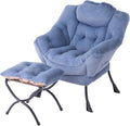 Tiita Lazy Chair with Ottoman, Blue Chairs Modern Large Accent Lounge Armchair, Comfy Leisure Sofa Reading Chair with Footrest for Bedroom, Living Room, Dorm Rooms, Garden, Plush Light Blue