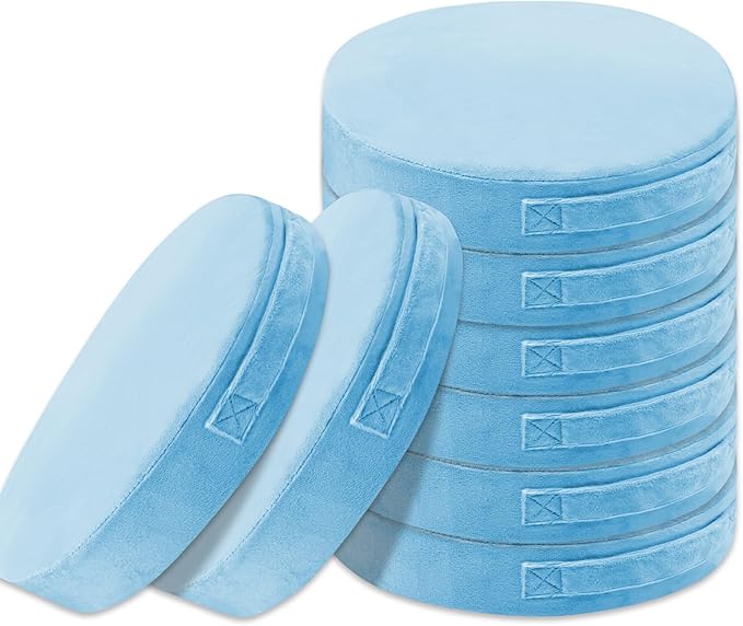 8 Pcs Round Floor Cushions for Kids, 15'' Plush Flexible Seating Pillows with Handles, Soft Chair Seats for Classroom Elementary Daycare Preschool Playroom Reading Corner Light Blue