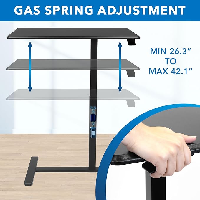 Mount-It! Overbed Table with Wheels, Adjustable Height Bedside Table for Hospital & Home, Over The Bed Laptop Desk, Rolling Hospital Bed Table for Eating, Working, or Recovery (Black)