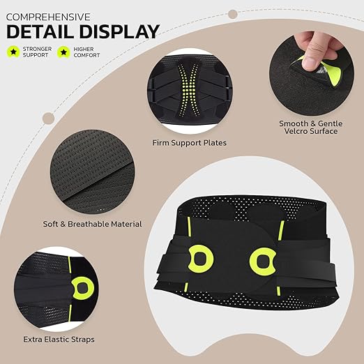 aoFIT Back Brace for Men Lower Back Pain Women Relief with 360-Degree Biochemical Hug Support without Suspenders Back Support Belt Soft Breathable Fabric Lumbar Support for Herniated Disc Sciatica S