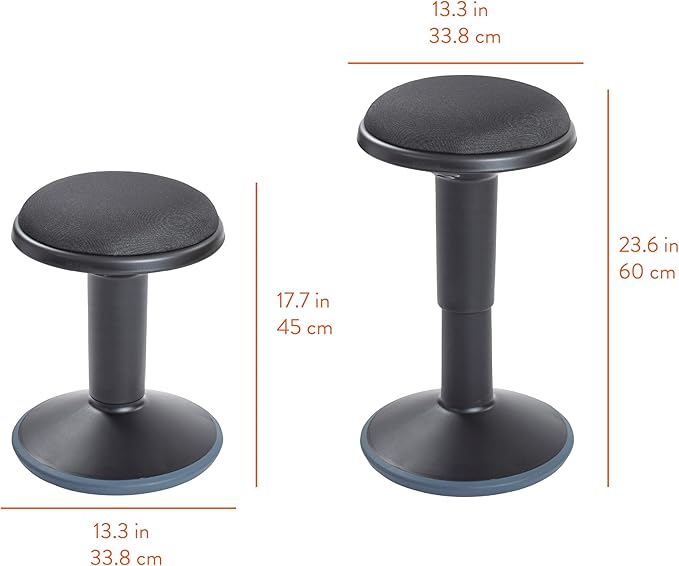 Adjustable Wobble Stool with Cushion, Flexible Seating, Black